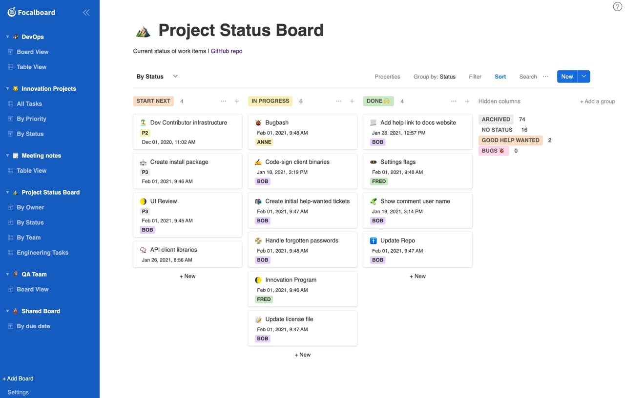 Focalboard preview